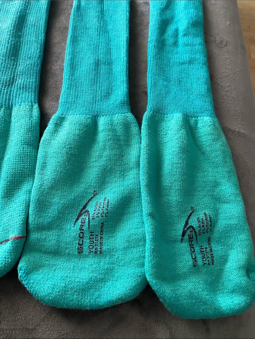 Bundle of 4 Kids Knee-High Soccer Socks in Green/Teal- Pack-Ready Comfort